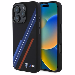 BMW Silikoninen Random Lines MagSafe suojakuori iPhone 16 Pro Max:lle - musta
