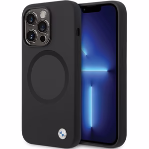 BMW BMHMP14LSILBK2 Suojakuori iPhone 14 Pro:lle - musta Signature Liquid Silicone MagSafe