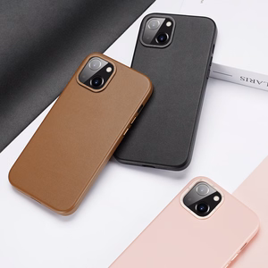 Dux Ducis Grit Nahkakotelo iPhone 14 Plus:lle Elegantti tekonahkakotelo (MagSafe-yhteensopiva) Vaaleanpunainen