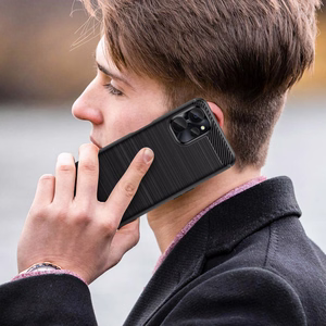 Carbon Case suojakuori Realme 10 5G / Realme 9i 5G:lle joustava silikoninen hiilikuitukuori musta