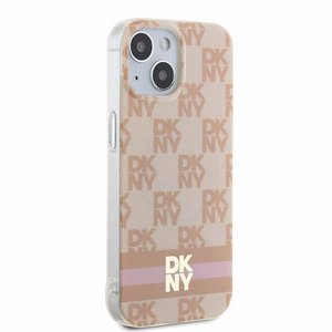 DKNY IML Ruudullinen Mono-kuvio ja Painetut Raidat MagSafe Suojakuori iPhone 15 / 14 / 13:lle - vaaleanpunainen