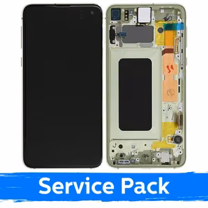LCD-näyttö yhteensopiva Samsung G970 S10e kehyksellä / keltainen / (Service Pack)