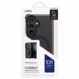 Uniq Combat Suojakuori Samsung Galaxy S26:lle Magclick-latauksella - musta
