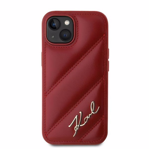 Karl Lagerfeld Diagonal Quilted Script Suojakuori iPhone 15 / 14 / 13:lle - punainen