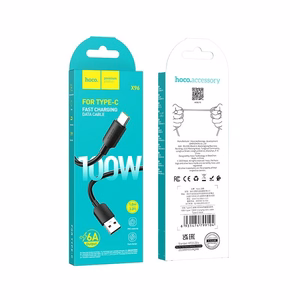 Kaapeli USB-A - USB-C Hoco PD 6A 100W 1 m X96 musta