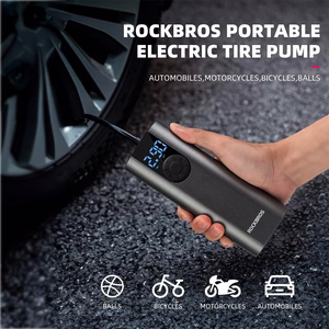 Rockbros 42720001001 sähköinen polkupyörän pumppu LED-näytöllä + USB-C - USB-A kaapeli - musta