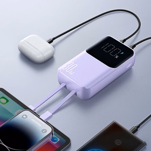 Joyroom JR-PBC07 20000mAh 30W mini-virtapankki USB-C- ja Lightning-kaapeleilla - violetti