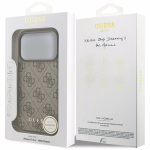 Guess 4G Charms Collection MagSafe Suojakuori iPhone 17 Prolle - ruskea