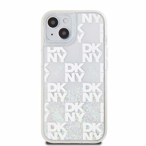DKNY Liquid Glitter Multilogo Suojakuori iPhone 15 / 14 / 13:lle - valkoinen
