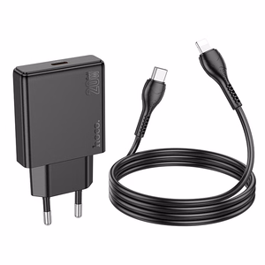 Puhelinlaturi Hoco Slim USB C QC PD 20W + kaapeli USB C - Lightning N37 musta
