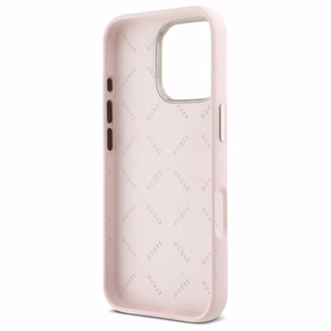 Guess Silikoninen Script Metal Logo & Frame Suojakuori iPhone 16 Pro:lle - Vaaleanpunainen