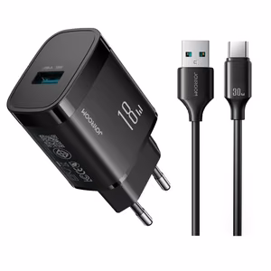 Joyroom JR-TF4 18 W seinälaturi 3A USB-A - USB-C 1 m kaapelilla - musta