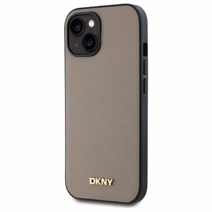 DKNY Grained Metal Logo MagSafe Suojakuori iPhone 15:lle - beige