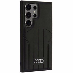 Audi Synteettinen Nahka MagSafe S24 Ultra S928 Musta/Musta Kova Suojakuori AU-TPUPCMS24U-Q5/D1-BK