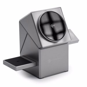Langaton laturi Forcell F-Energy 3in1 Rotation Cube Qi2 yhteensopiva MagSafe-n kanssa (F-06) hopeinen