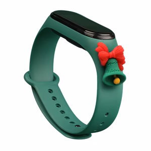 Strap Xmas for Xiaomi Mi Band 3 / 4 Christmas Silicone Strap Bracelet with Bell - Dark Green