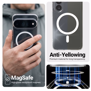 Crong Hybrid Clear Magnetic MagSafe -suojakuori Google Pixel 11 Pro XL -mallille, läpinäkyvä