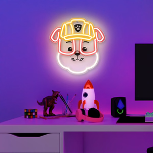 Riippuva neon LED Paw Patrol pleksilasilla - Rubble OW-130446
