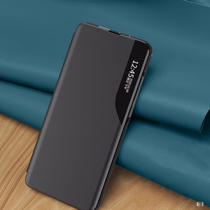 Eco Leather View Case nahkainen Suojakuori Samsung Galaxy A24 4G:lle kippujalustan kanssa musta