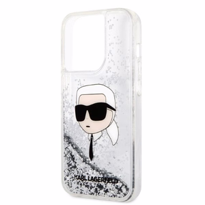 Karl Lagerfeld KLHCP14LLNKHCH iPhone 14 Pro 6.1" hopeinen/hopeinen kovakuori Glitter Karl Head