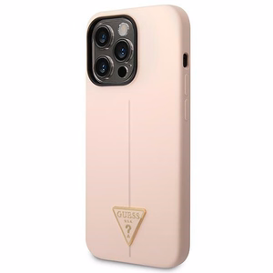 Guess GUHCP14XSLTGP iPhone 14 Pro Max 6.7" vaaleanpunainen/vaaleanpunainen kovakotelo Silikoni kolmio Silikoni kolmio