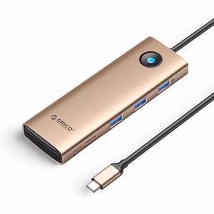 Orico PW11 9-in-1 USB-C-telakointiasema 3x USB-A 3.0 1x USB-C PD 100W 1x HDMI 4K 60Hz 1x VGA 1080P 60Hz 1x microSD/SD 1x RJ45 Gigabit Ethernet - ruusukulta