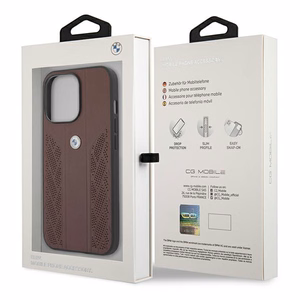 BMW Leather Curve rei'itetty kotelo iPhone 13 Pro / iPhone 13 - punainen