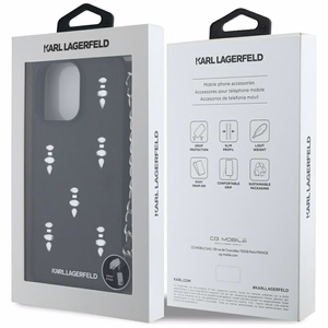Karl Lagerfeld Saffiano Crystals -suojakuori ketjulla iPhone 16 Pro Max - musta