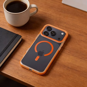 Case for iPhone 17 PRO MAX Frame Clear Hybrid Mag Cover compatible with MagSafe hermes orange