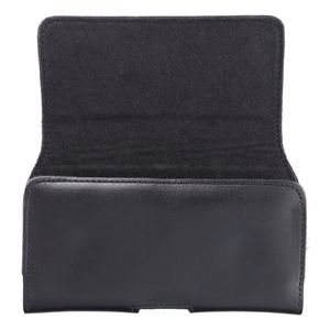 ROYAL universaali vaakasuora nahkainen vyökotelo koko XL IPHONE 13 PRO MAX / 14 PRO MAX / SAMSUNG S21 PLUS / S20 FE / A50 / A51 5G / HUAWEI P30 PRO / P40 PRO / OPPO A98 5G musta