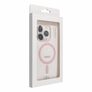 Suojakuori iPhone 12 PRO MAX:lle Drop Glue Colorful Ring Mag -kuori MagSafe-yhteensopiva vaaleanpunainen