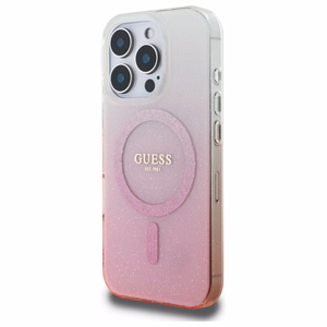 Guess IML Glitter Gradient MagSafe Suojakuori iPhone 16 Pro:lle - vaaleanpunainen