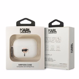 Karl Lagerfeld KLAP2RUNIKH AirPods Pro 2 Suojakuori valkoinen/valkoinen Silikoninen Karl Head 3D