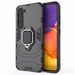 Ring Armor Suojakuori Samsung Galaxy S23:lle panssaroitu magneettinen sormusjalusta musta