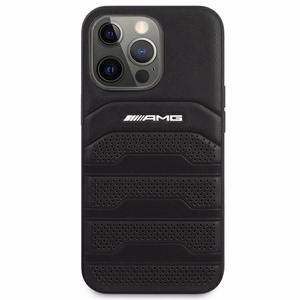 AMG AMHCP14XGSEBK iPhone 14 Pro Max 6,7 "musta / musta kovakotelo Nahka kohokuvioitu Lines