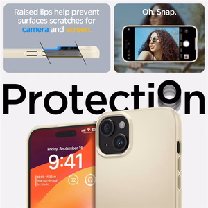 Spigen Thin Fit iPhone 15 Plus Suojakuori - Beige