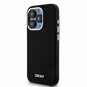 DKNY iPhone 15 Pro 6.1" Musta Suojakuori Liquid Silicone Metal Logo MagSafe