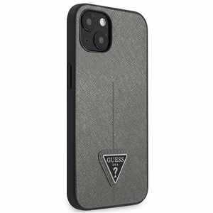 Guess Saffiano Triangle Logo Suojakuori iPhone 13 / 14 / 15 6.1" - Hopeinen