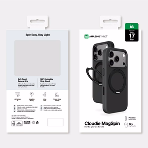 AmazingThing Cloudie iPhone 17 Pro Suojakuori jalustan kanssa - musta