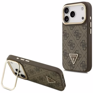 Guess 4G PU Triangle Logo & Stand Camera MagSafe suojakuori iPhone 17 Pro - ruskea