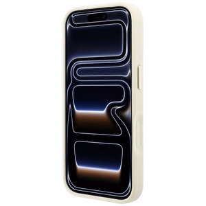 Guess Grained Classic Logo -suojakuori laitteelle iPhone 18 Pro / 17 Pro, 360° rengastuella, MagSafe-yhteensopiva – beige