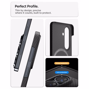 Spigen AirSkin Aramid Mag MagSafe -suojakuori Samsung Galaxy S26:lle - musta
