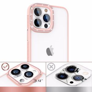 Kingxbar Sparkle sarjan tapauksessa iPhone 13 Pro Max kristallit takaisin kansi vaaleanpunainen