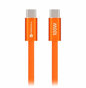 Kaapeli USB-C - USB-C Forcell F-Energy QC4.0 PD 5A 100 W Cafule Flat 1,2 m CCFN23 oranssi