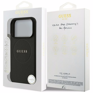 Guess Grained Ring MagSafe Suojakuori iPhone 17 Pro:lle - Musta