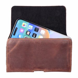 Horizontal Leather Belt Phone Pouch for iPhone 12 Mini / 13 Mini, Samsung Galaxy A40 / S8, Xiaomi 12 / Redmi 5A, Royal Crazy Horse, Size M, Brown