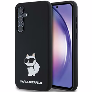Original Pouch KARL LAGERFELD hardcase Silikoninen Choupette Metal Pin KLHCSA35SMHCNPK Samsung Galaxy A35:lle musta