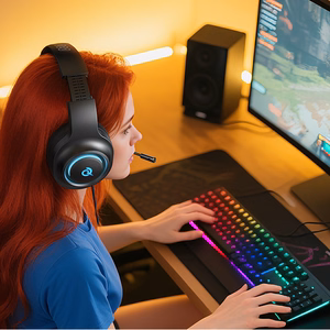 QCY V200 Pro Langalliset Gaming-Kuulokkeet 7.1 Äänellä ja Irrotettavalla Mikrofonilla - Musta