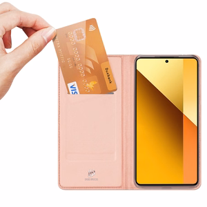 Dux Ducis Skin Pro Suojakuori läpällä ja korttilokerolla Xiaomi Redmi Note 13 5G:lle - vaaleanpunainen
