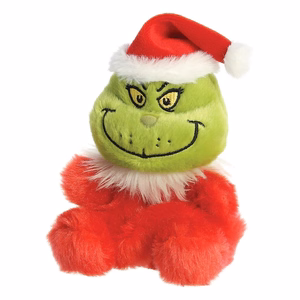 Grinch Palm Pals ympäristöystävällinen istuva pehmolelu joulupukin asussa, 13 cm